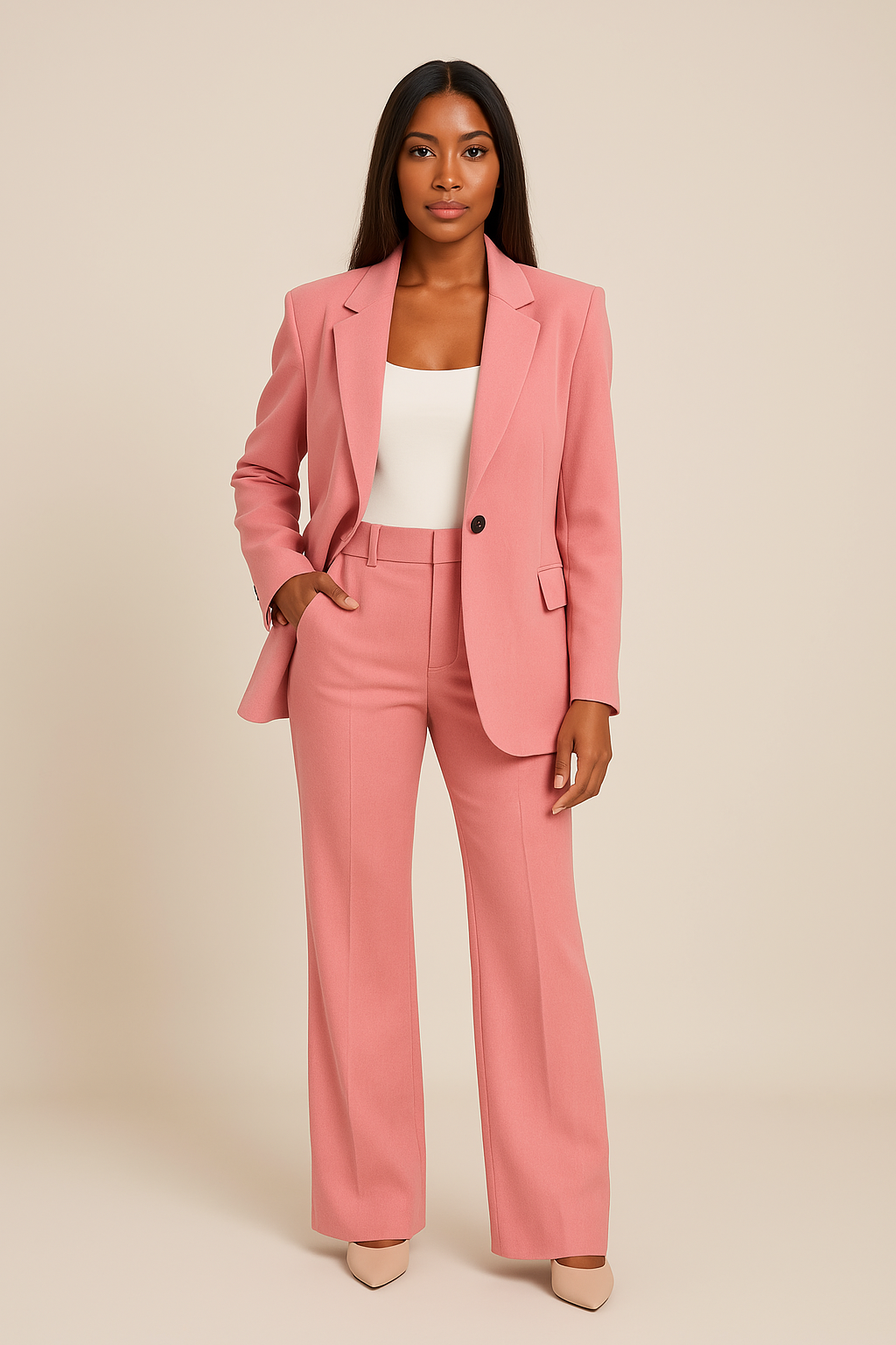 Women's Tailored Fit Pants Suit - Blazer and Pants - Sofia Maris