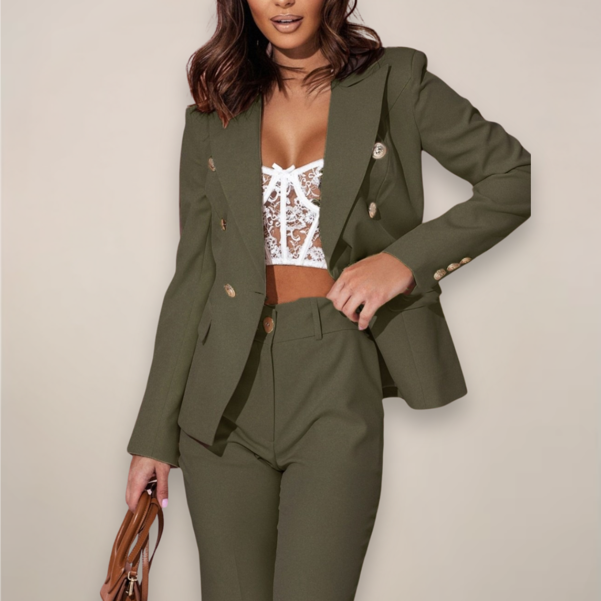 Women’s Two-Piece Blazer Suit – Elegant Tailored Set for Work and Formal Occasions - Sofia Maris