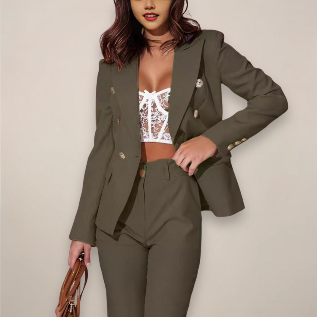 Women’s Two-Piece Blazer Suit – Elegant Tailored Set for Work and Formal Occasions - Sofia Maris