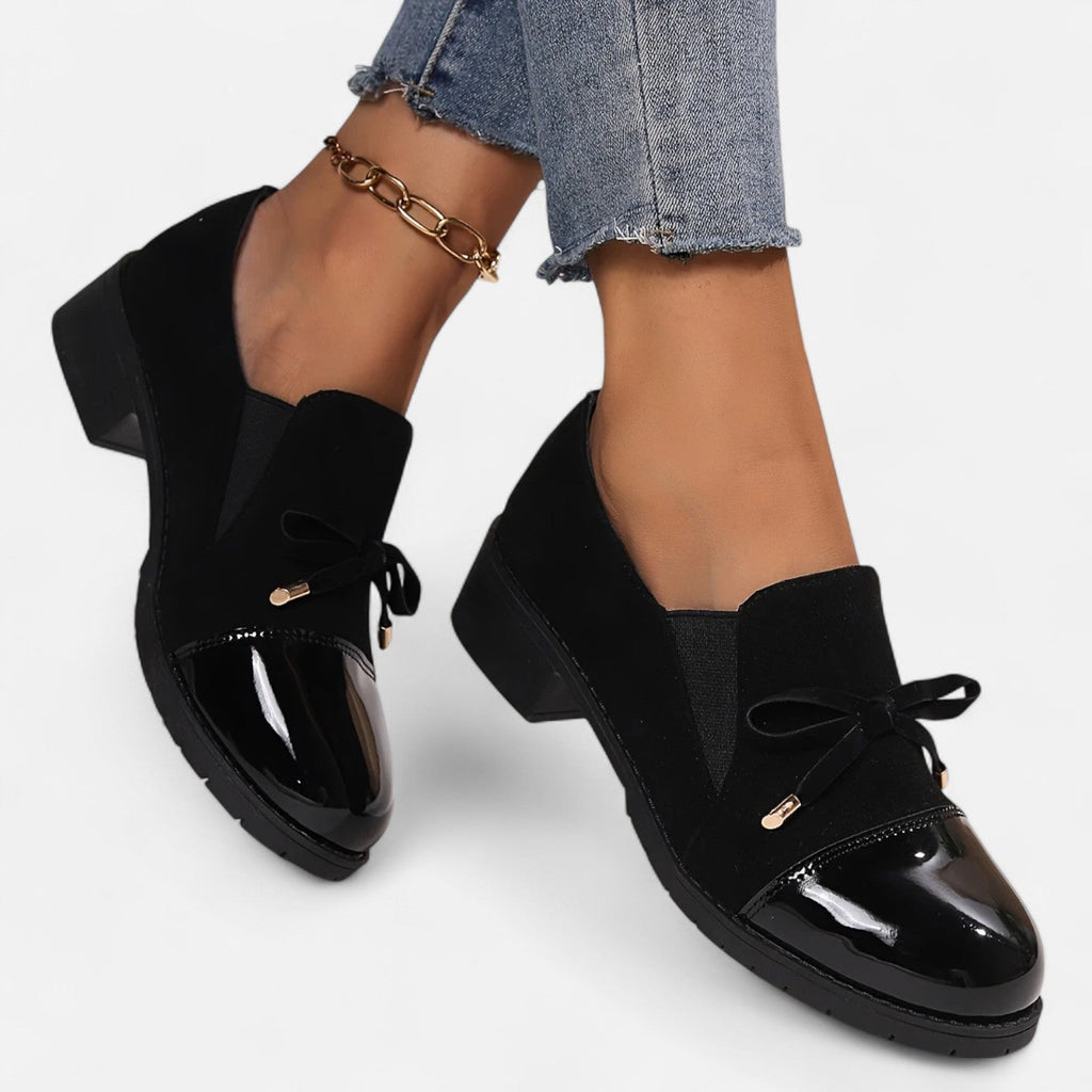 The Sofia Women’s Retro Bow‑knot Chunky‑Heel Loafers - Sofia Maris
