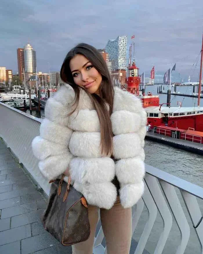 Opulent Plush | Women's Cropped Faux Fur Puffer Jacket