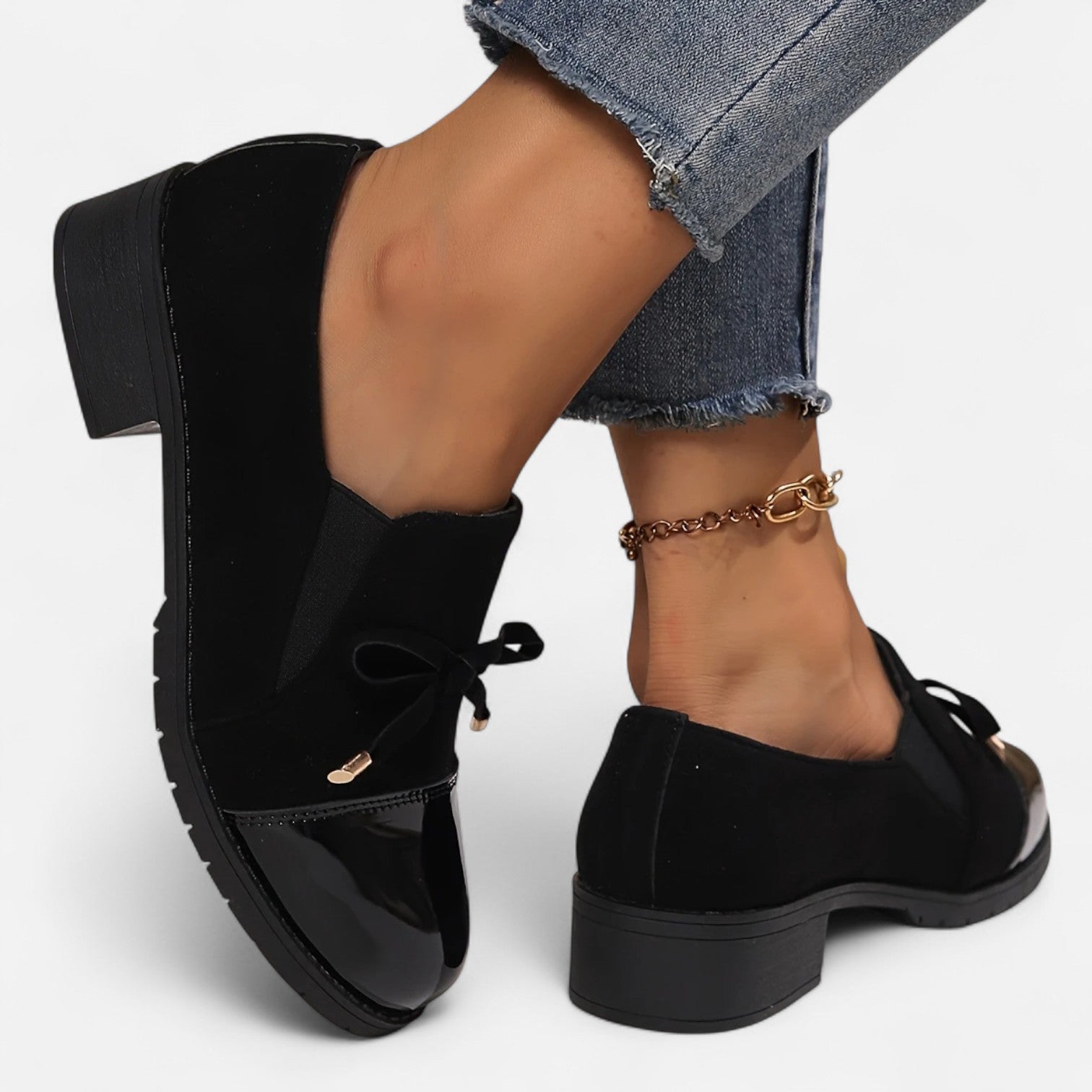 The Sofia Women’s Retro Bow‑knot Chunky‑Heel Loafers - Sofia Maris