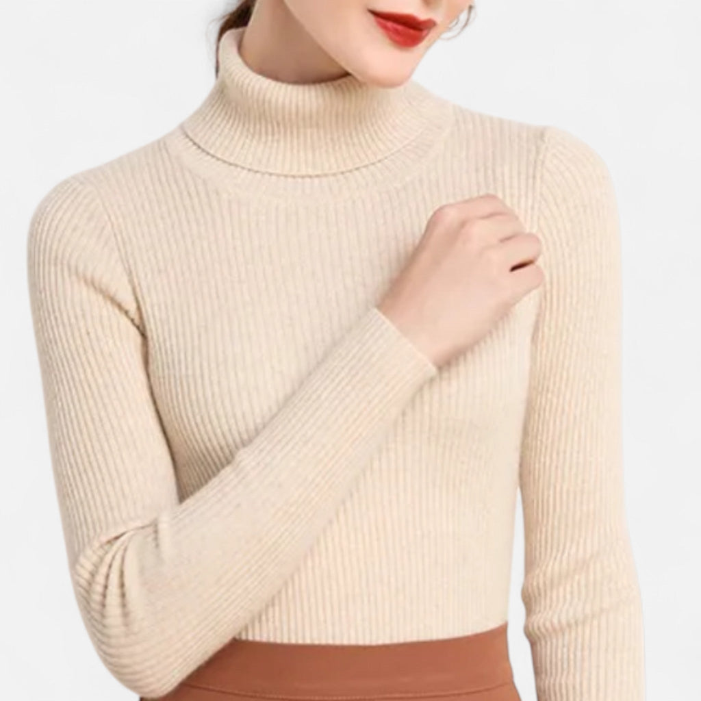 Sofia Maris | Women’s Ribbed Turtleneck – Long Sleeve Slim Fit Top