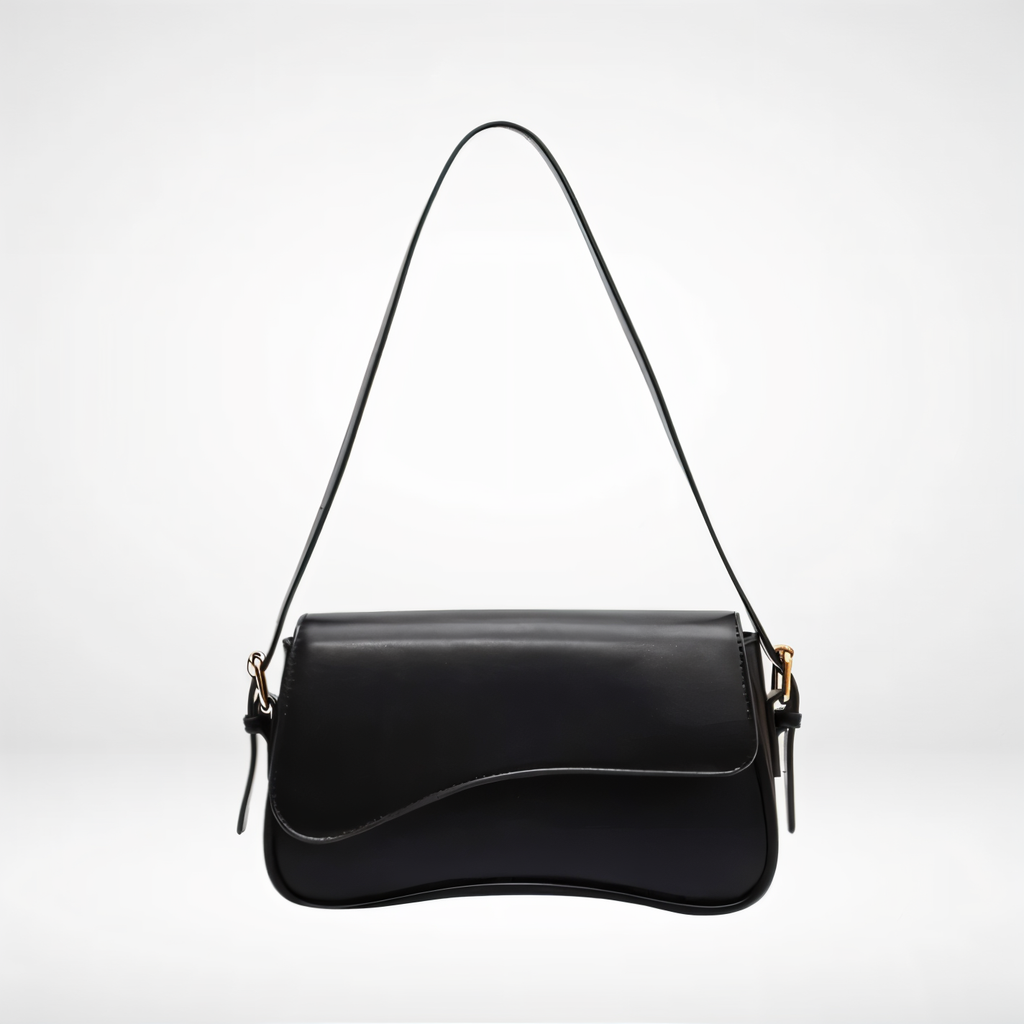 Women's Curved Flap Shoulder Bag with Adjustable Strap and Closure - Sofia Maris