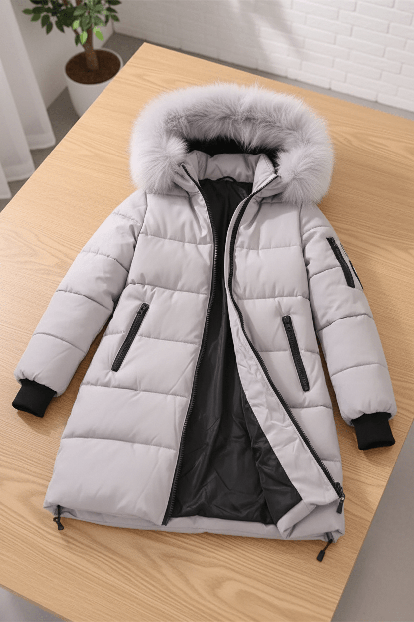 Alannah – Women’s Quilted Insulated Parka Jacket with Fur Collar - Sofia Maris
