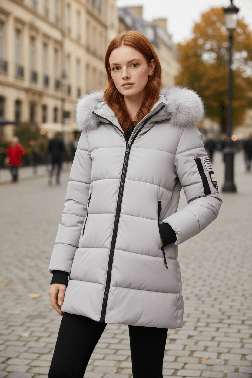 Alannah – Women’s Quilted Insulated Parka Jacket with Fur Collar - Sofia Maris