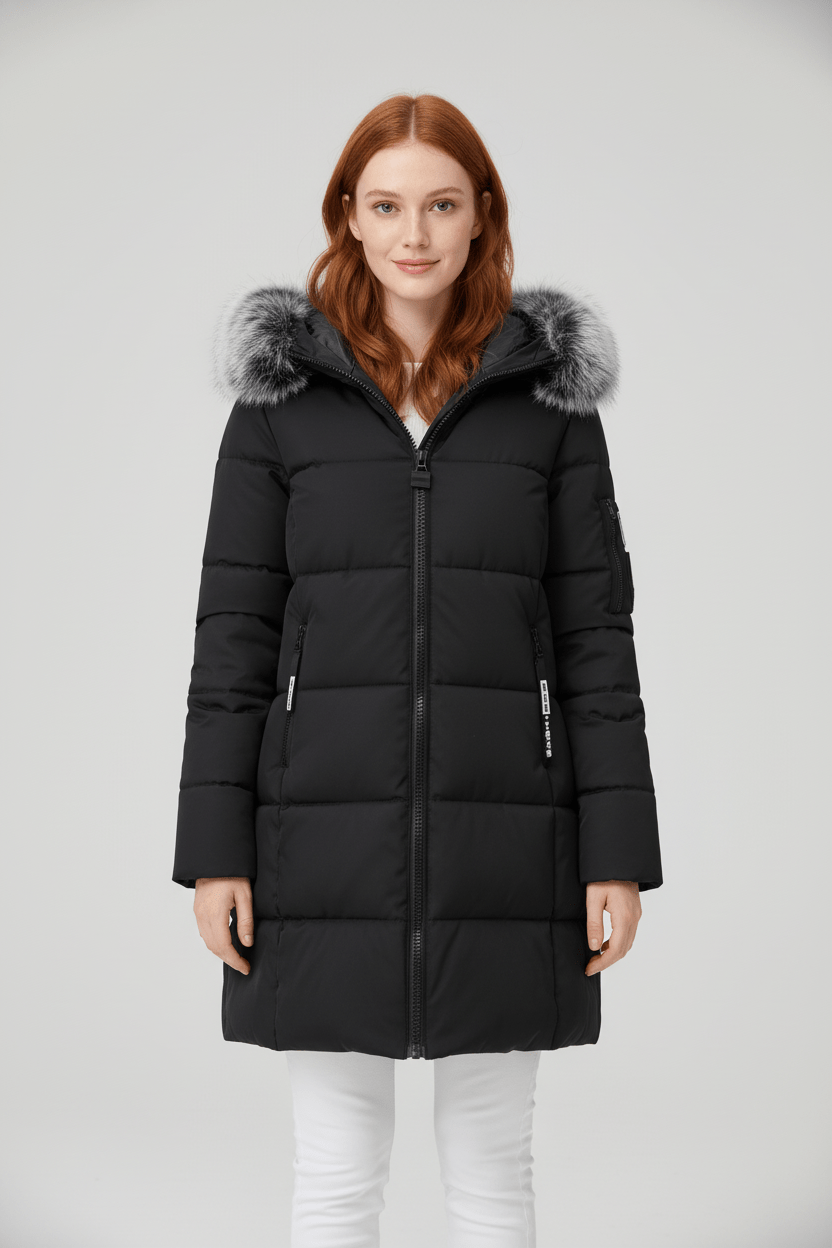 Alannah – Women’s Quilted Insulated Parka Jacket with Fur Collar - Sofia Maris