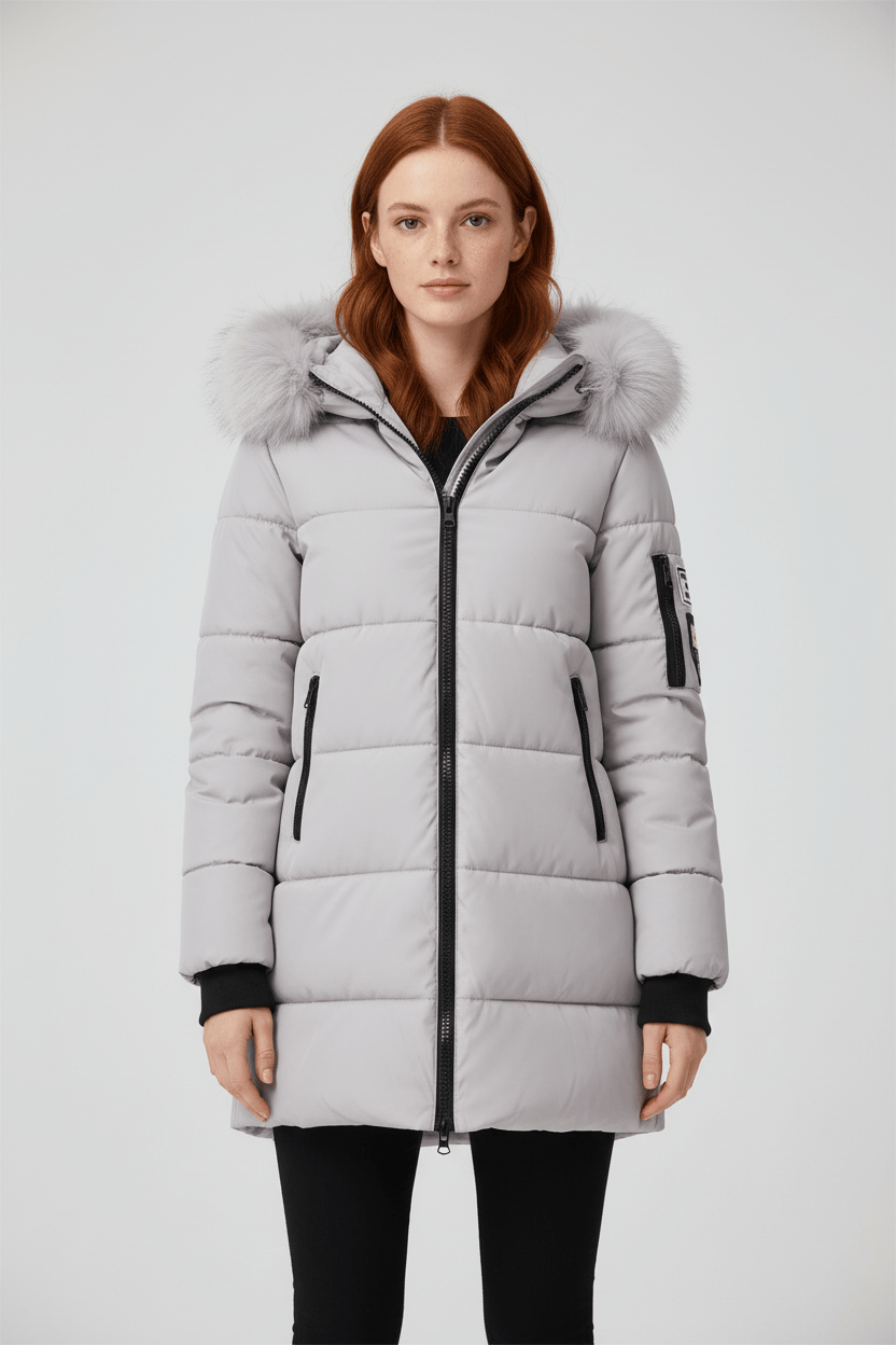 Alannah – Women’s Quilted Insulated Parka Jacket with Fur Collar - Sofia Maris