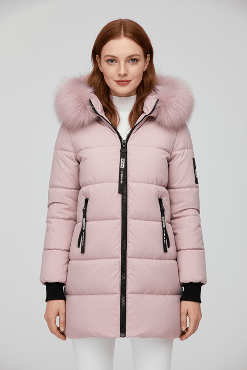 Alannah – Women’s Quilted Insulated Parka Jacket with Fur Collar - Sofia Maris