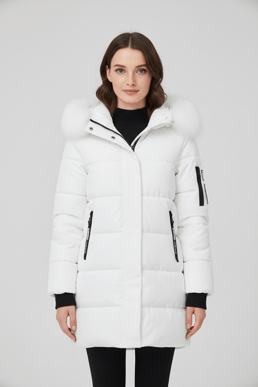 Alannah – Women’s Quilted Insulated Parka Jacket with Fur Collar - Sofia Maris
