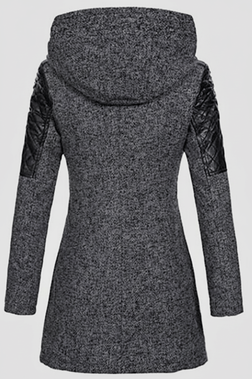 Annabel – Women’s Tailored Jacket with Quilted Sleeves & Asymmetrical Zip Hooded Design - Sofia Maris