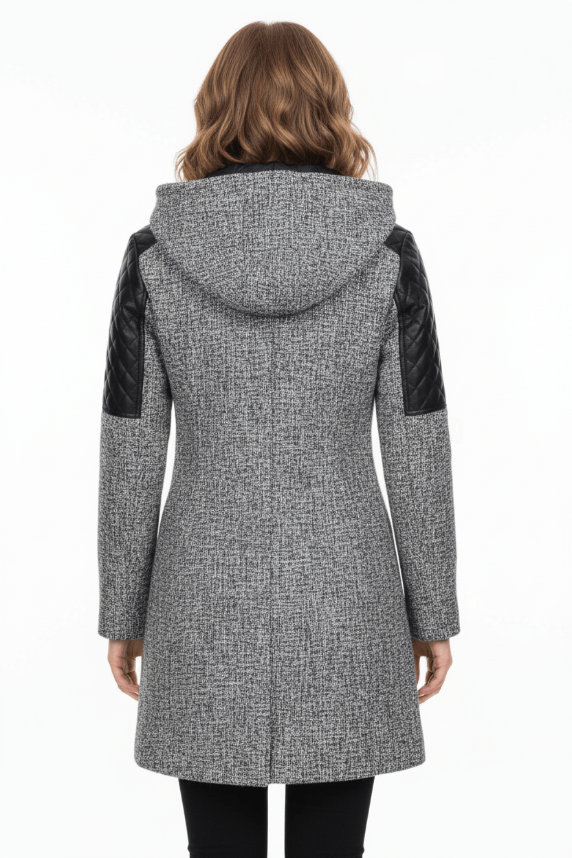 Annabel – Women’s Tailored Jacket with Quilted Sleeves & Asymmetrical Zip Hooded Design - Sofia Maris