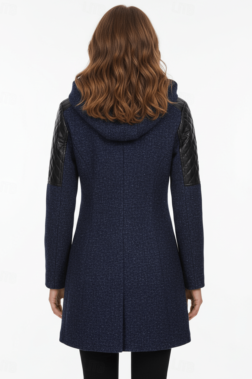 Annabel – Women’s Tailored Jacket with Quilted Sleeves & Asymmetrical Zip Hooded Design - Sofia Maris