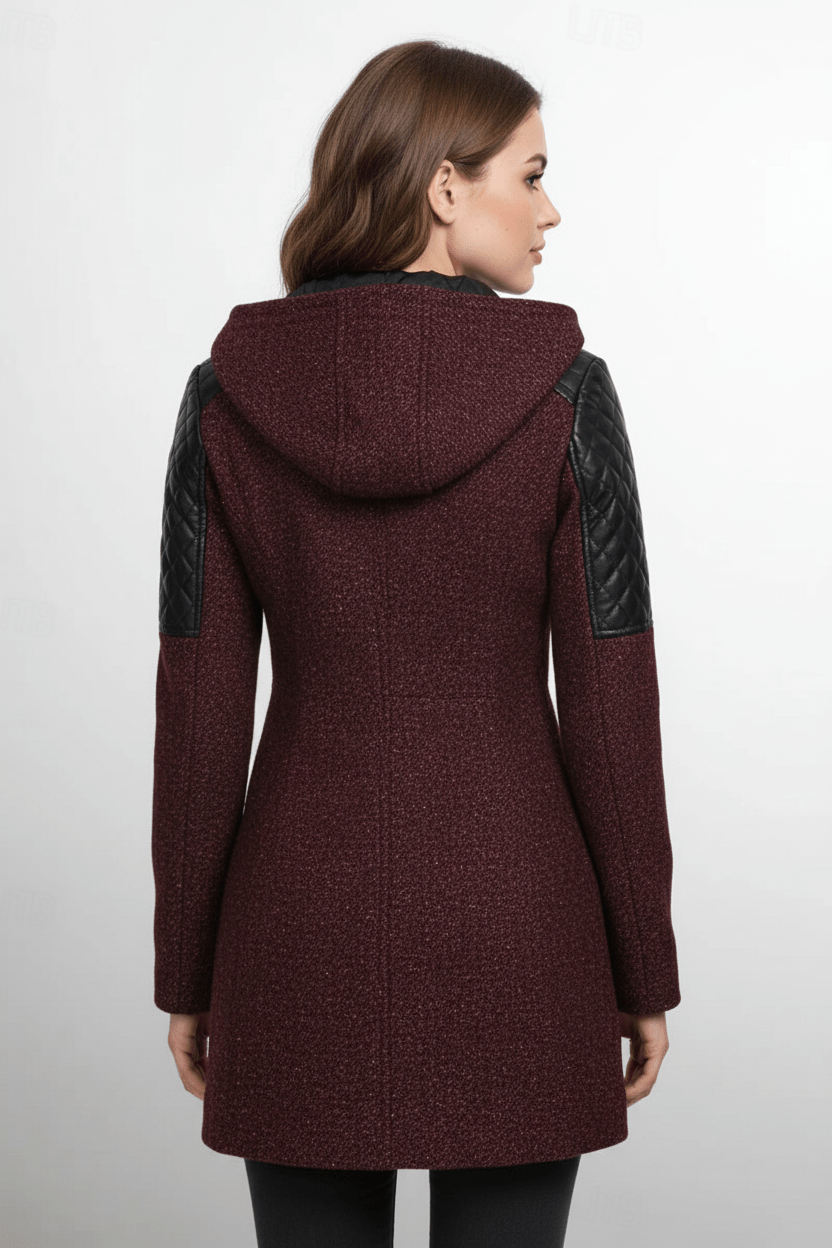 Annabel – Women’s Tailored Jacket with Quilted Sleeves & Asymmetrical Zip Hooded Design - Sofia Maris