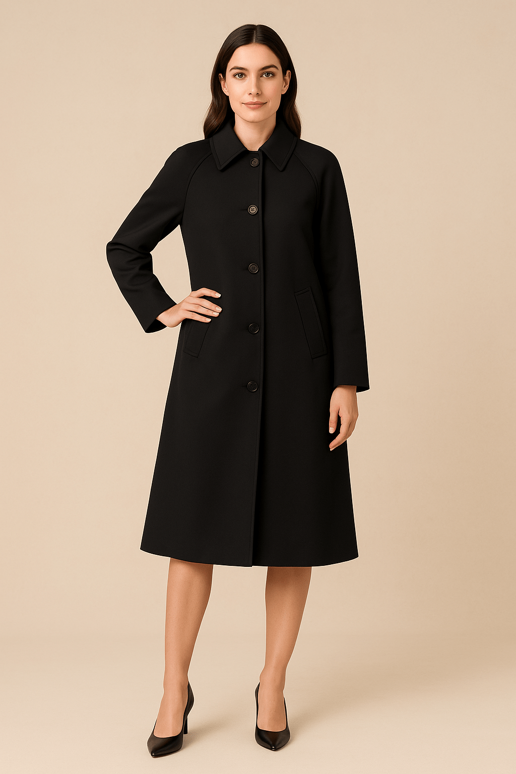 Carys – Women’s Long Trench Coat with Checked Inner Lining - Sofia Maris