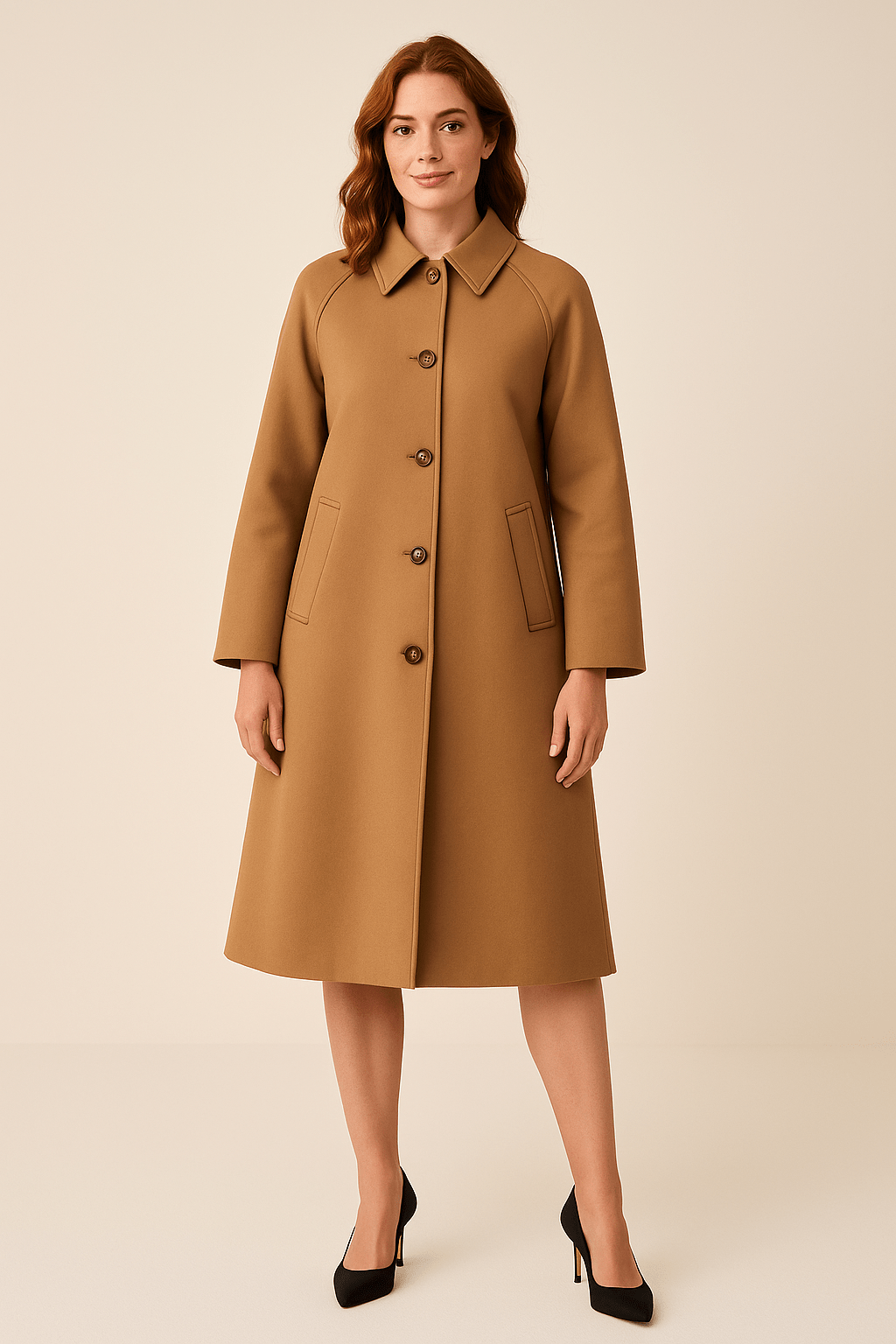 Carys – Women’s Long Trench Coat with Checked Inner Lining - Sofia Maris