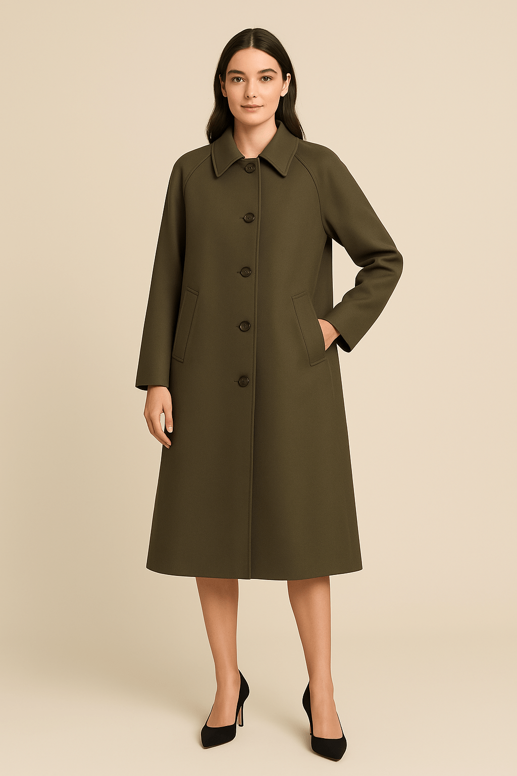 Carys – Women’s Long Trench Coat with Checked Inner Lining - Sofia Maris