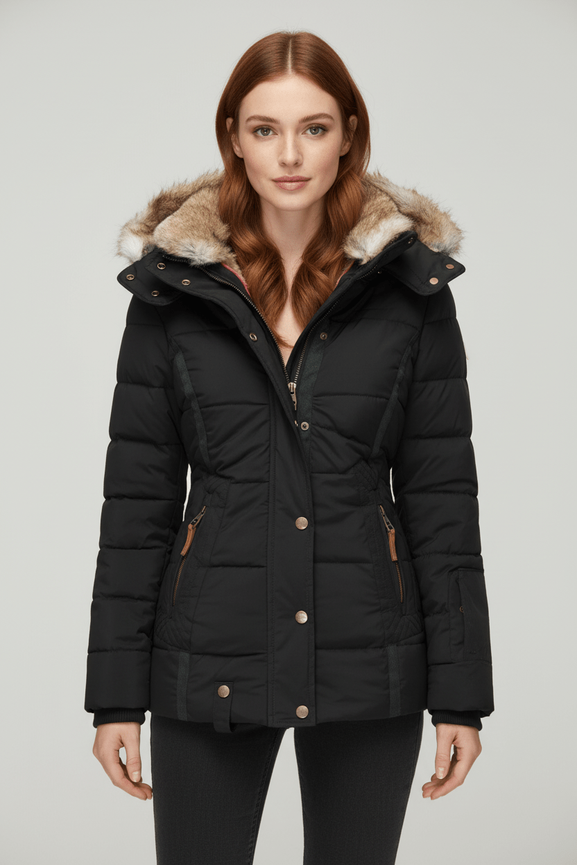 Colleen – Women’s Down Puffer Jacket with Faux Fur Hood - Sofia Maris