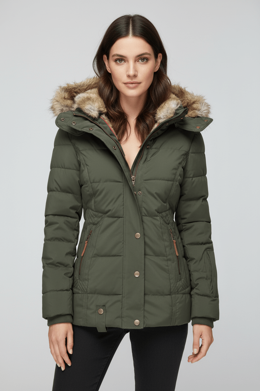 Colleen – Women’s Down Puffer Jacket with Faux Fur Hood - Sofia Maris