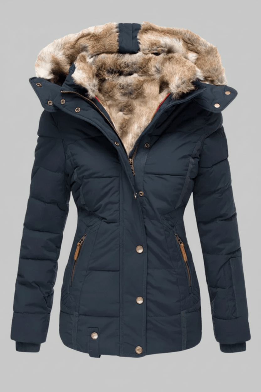 Colleen – Women’s Down Puffer Jacket with Faux Fur Hood - Sofia Maris