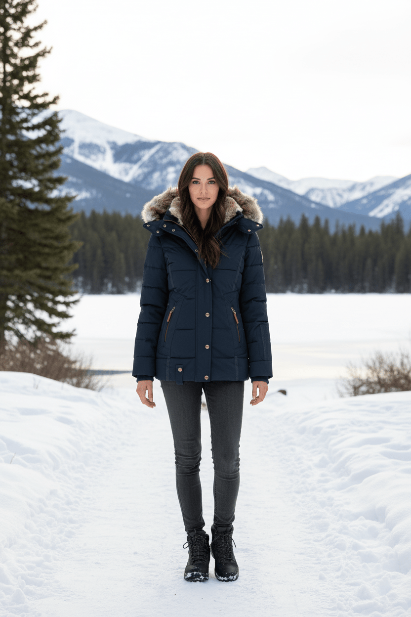 Colleen – Women’s Down Puffer Jacket with Faux Fur Hood - Sofia Maris