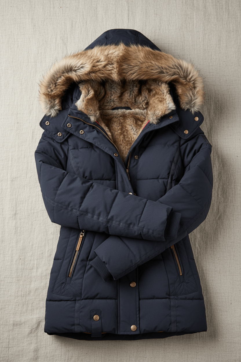 Colleen – Women’s Down Puffer Jacket with Faux Fur Hood - Sofia Maris