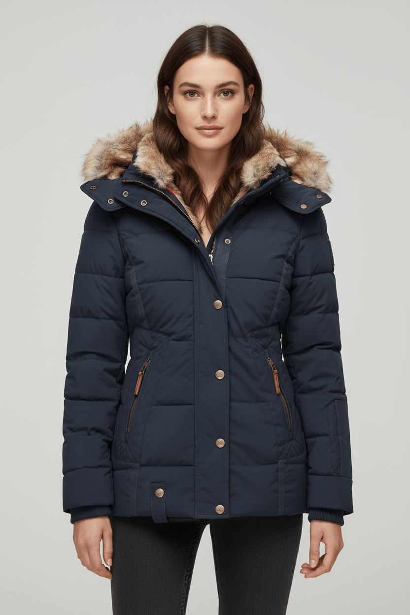 Colleen – Women’s Down Puffer Jacket with Faux Fur Hood - Sofia Maris