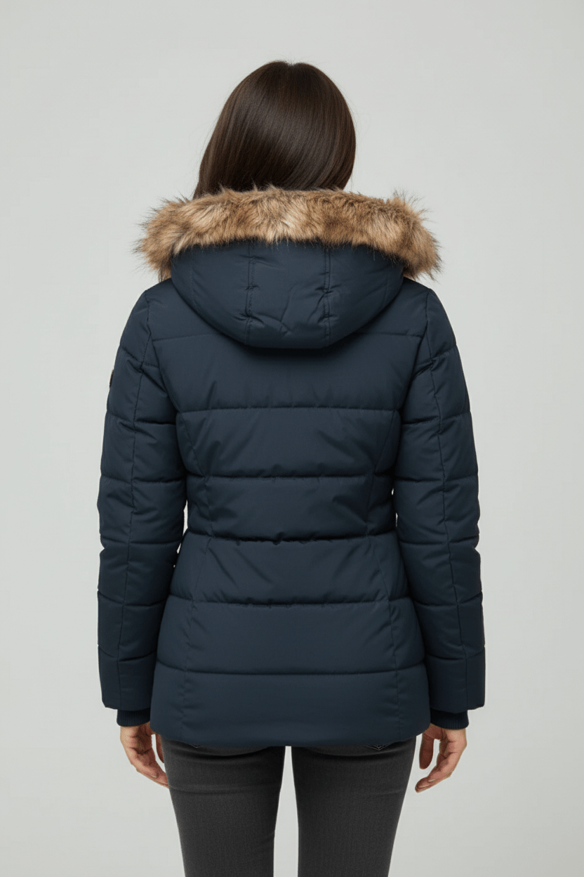 Colleen – Women’s Down Puffer Jacket with Faux Fur Hood - Sofia Maris