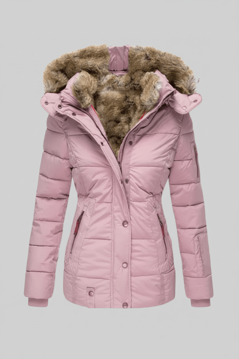 Colleen – Women’s Down Puffer Jacket with Faux Fur Hood - Sofia Maris