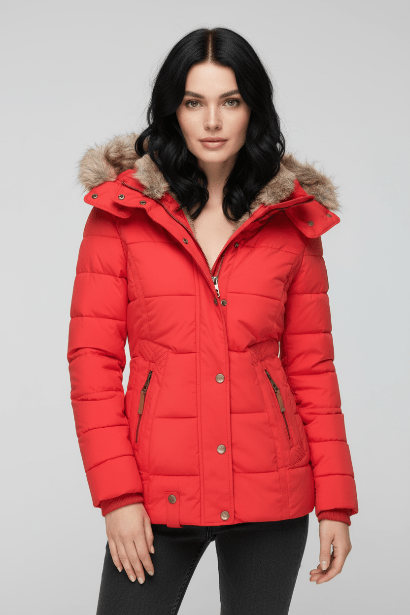 Colleen – Women’s Down Puffer Jacket with Faux Fur Hood - Sofia Maris