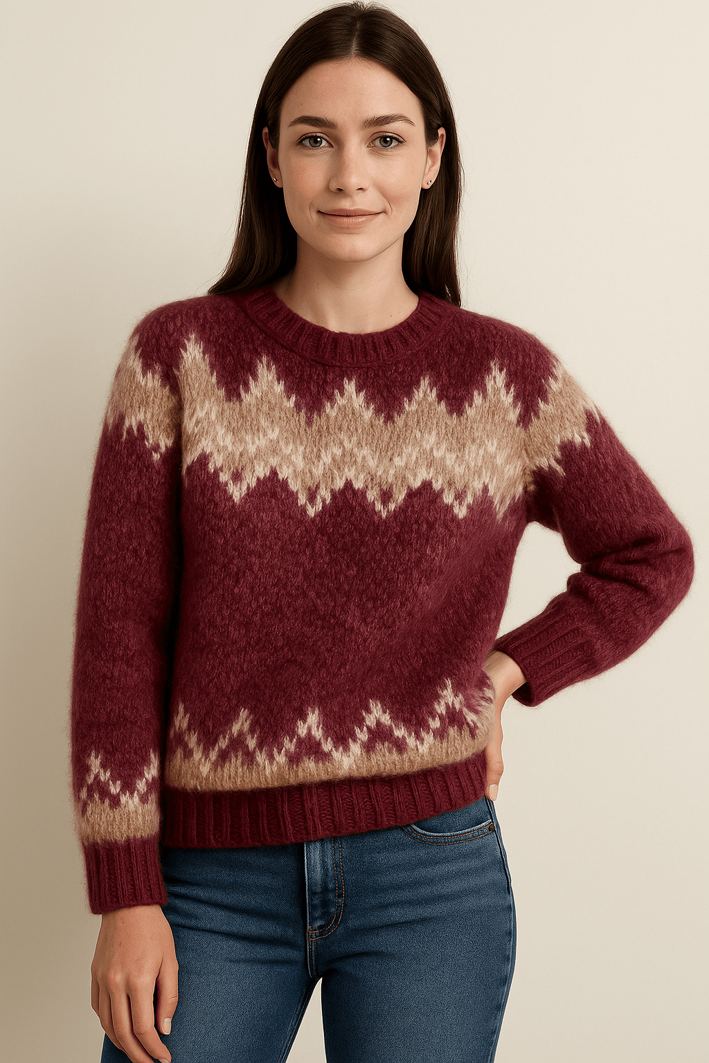 Eliza – Women’s Xmas Elegant Round Neck Sweater – Soft Knit - Sofia Maris