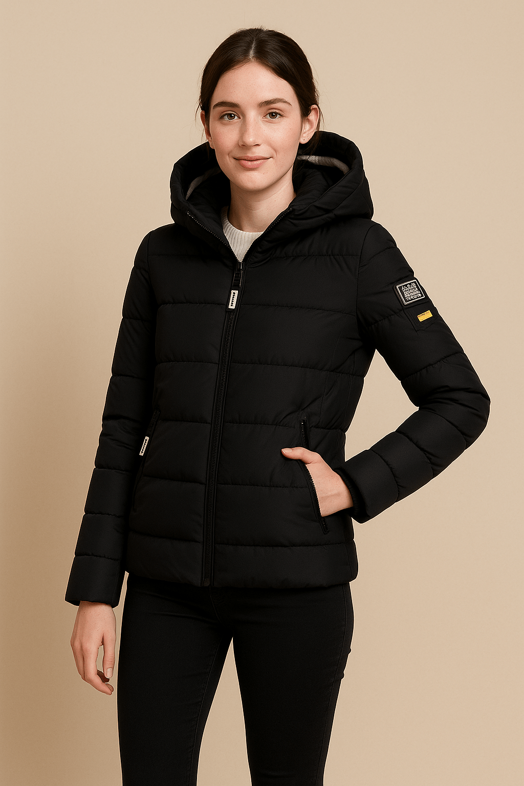 Harlow – Women’s Relaxed Fit Quilted Padded Coat with Hood and Zipper - Sofia Maris