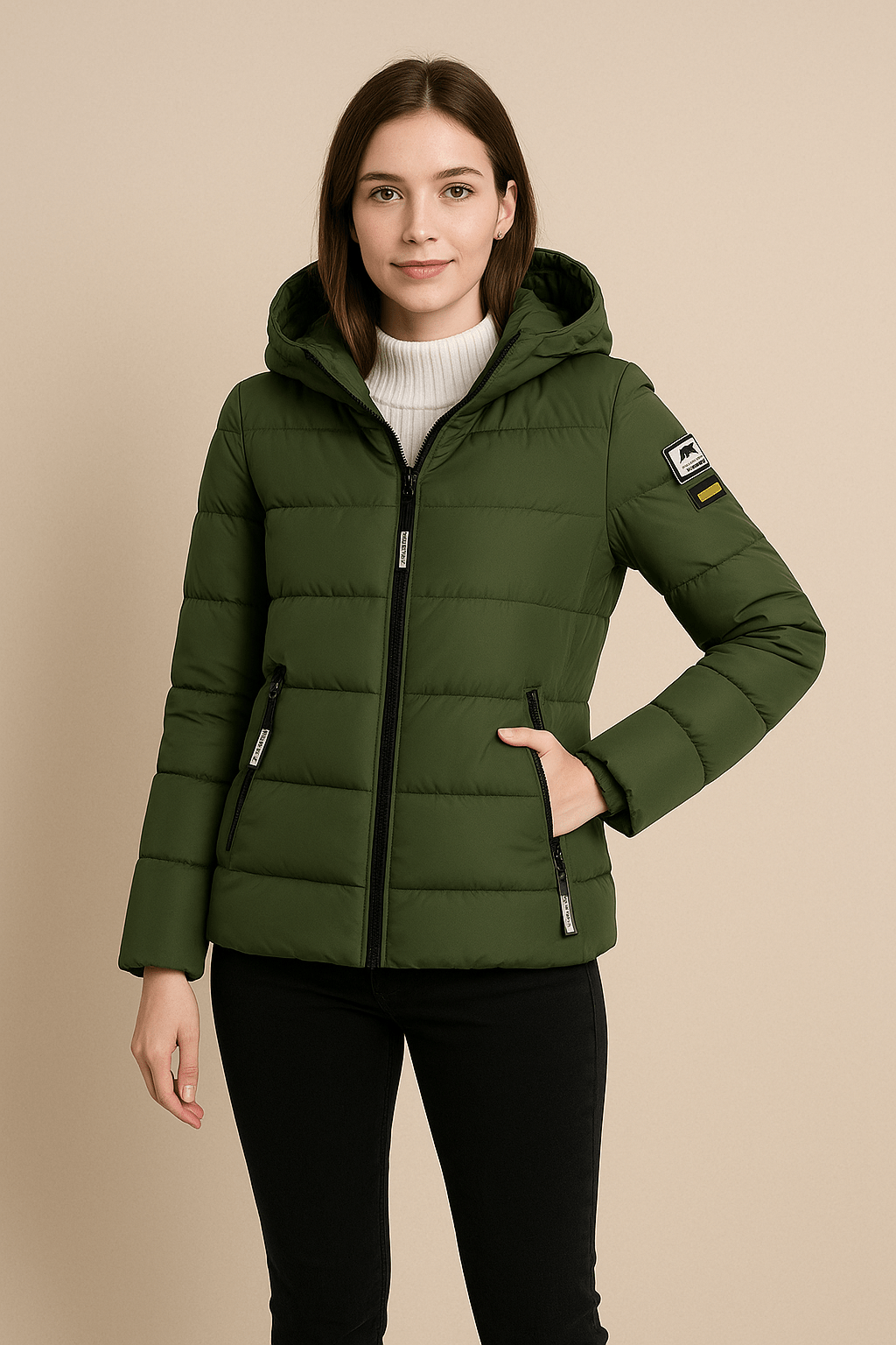 Harlow – Women’s Relaxed Fit Quilted Padded Coat with Hood and Zipper - Sofia Maris