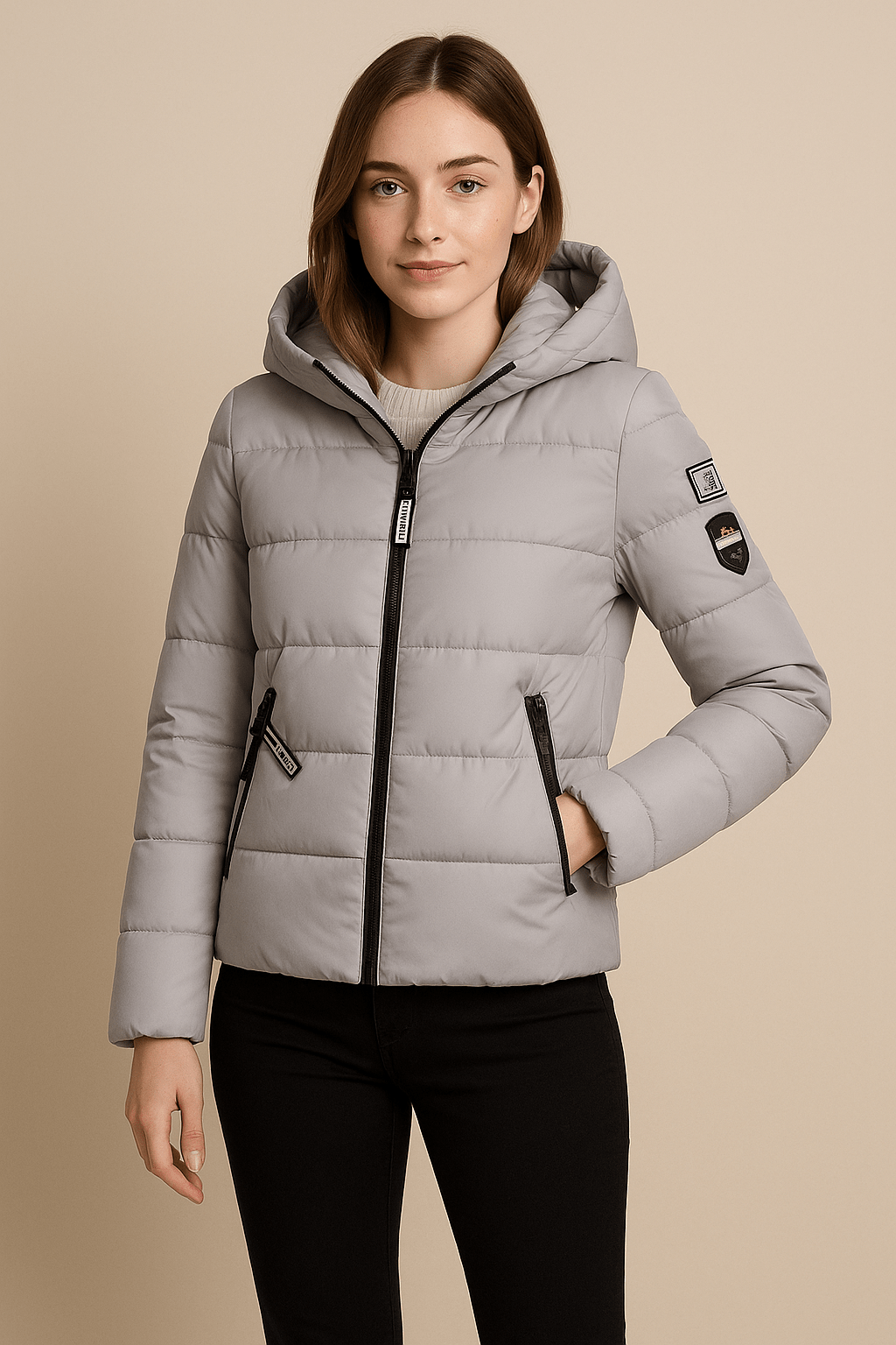 Harlow – Women’s Relaxed Fit Quilted Padded Coat with Hood and Zipper - Sofia Maris