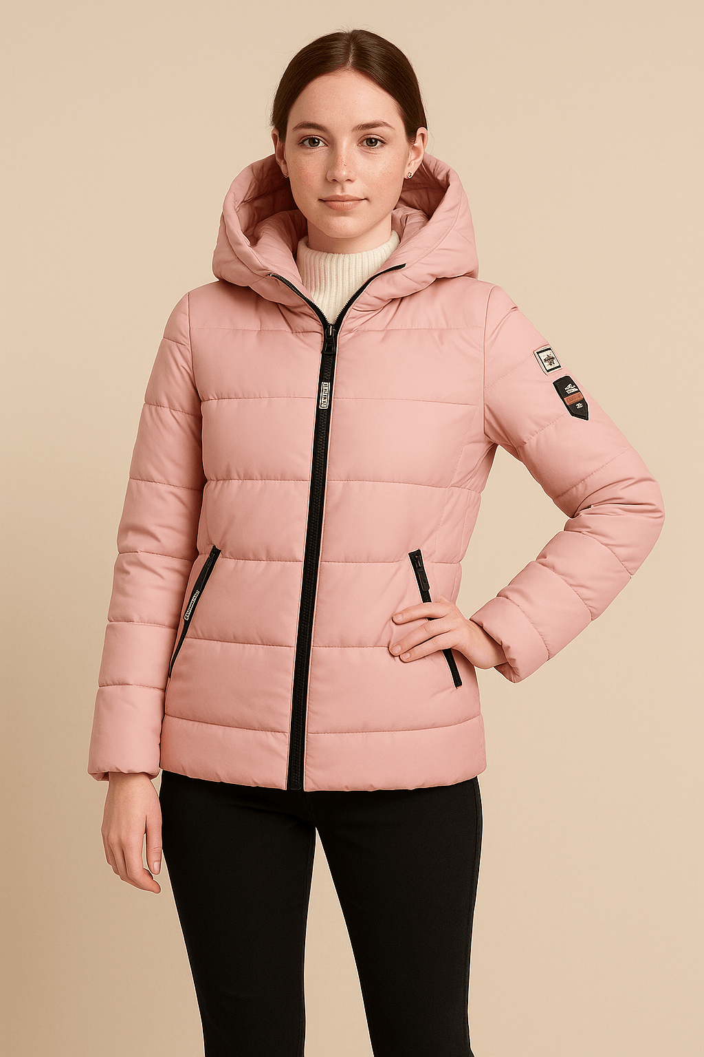 Harlow – Women’s Relaxed Fit Quilted Padded Coat with Hood and Zipper - Sofia Maris
