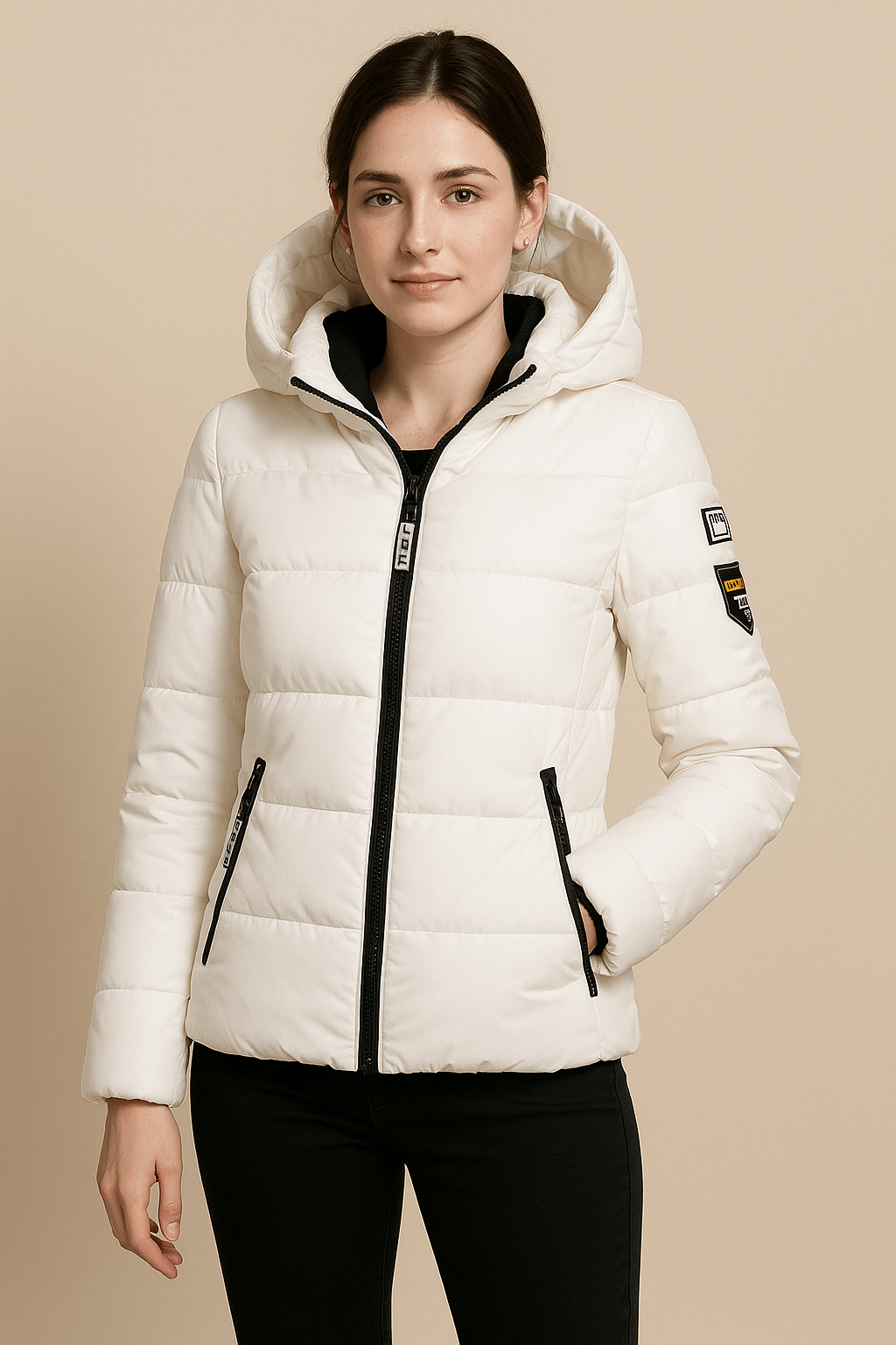 Harlow – Women’s Relaxed Fit Quilted Padded Coat with Hood and Zipper - Sofia Maris