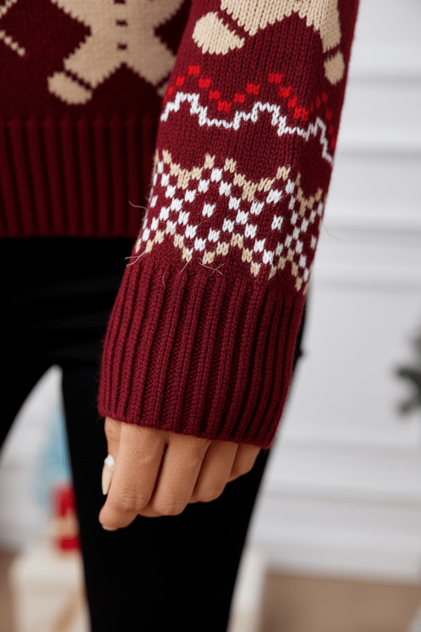 Lune – Women’s Xmas Relaxed Jacquard Knit Sweatshirt with Holiday Pattern - Sofia Maris