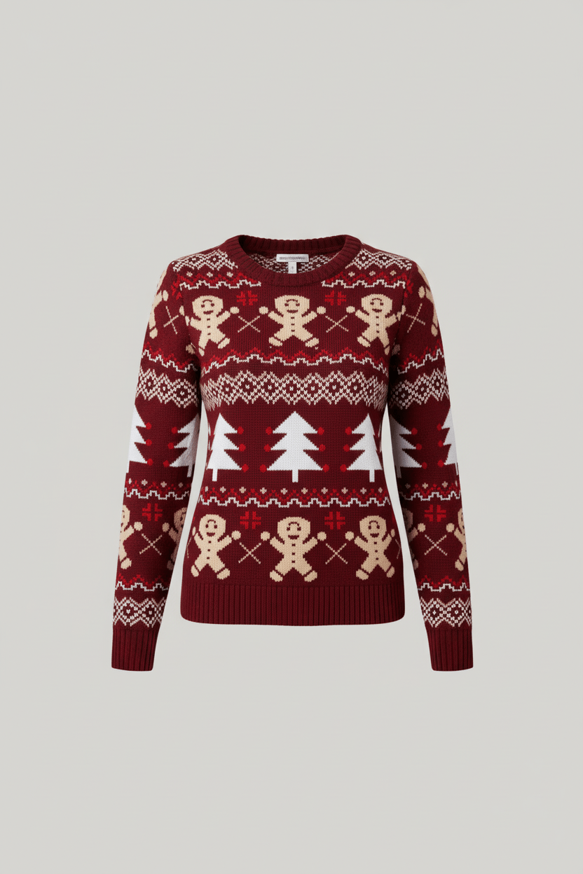 Lune – Women’s Xmas Relaxed Jacquard Knit Sweatshirt with Holiday Pattern - Sofia Maris