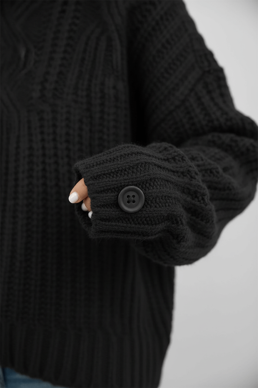 Women’s Cable Knit Jumper with High Neck - Sofia Maris