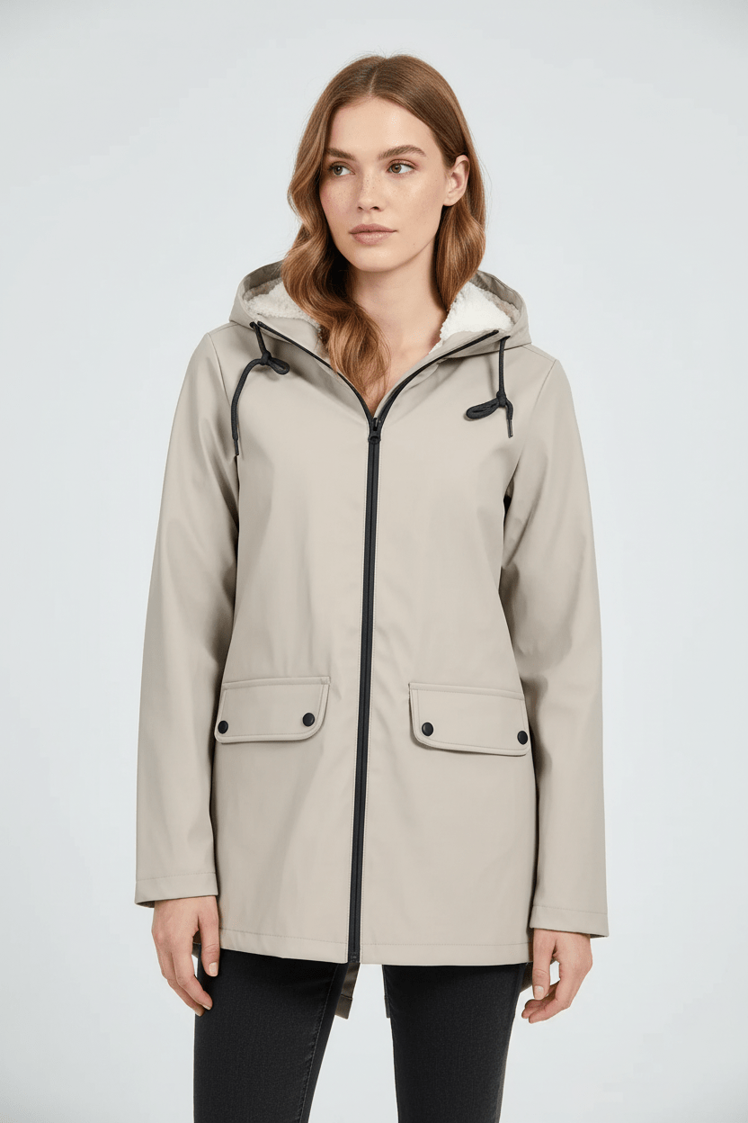 Meera – Women’s Waterproof Fleece-Lined Hooded Trench Coat with Tailored Fit - Sofia Maris