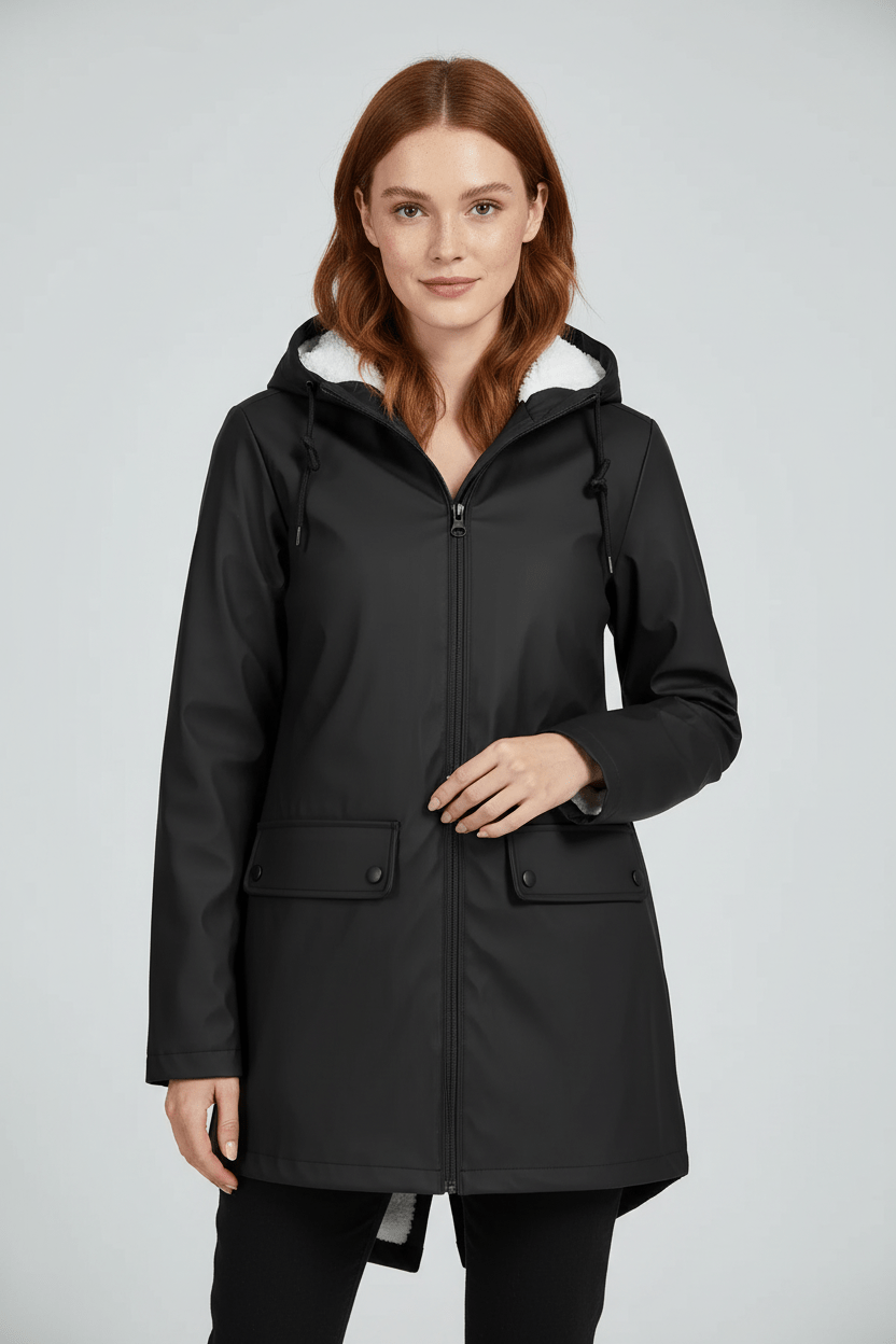 Meera – Women’s Waterproof Fleece-Lined Hooded Trench Coat with Tailored Fit - Sofia Maris