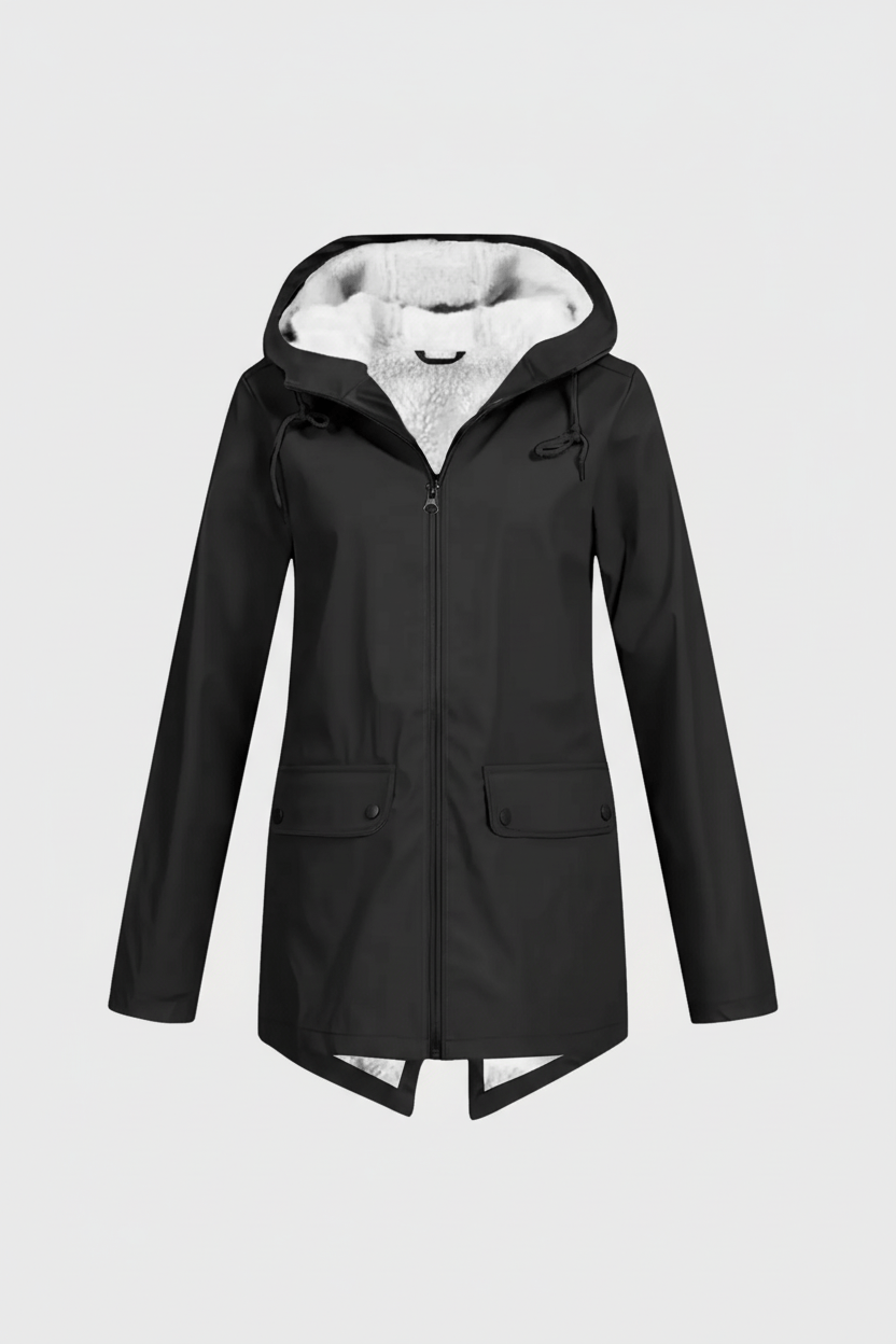 Meera – Women’s Waterproof Fleece-Lined Hooded Trench Coat with Tailored Fit - Sofia Maris