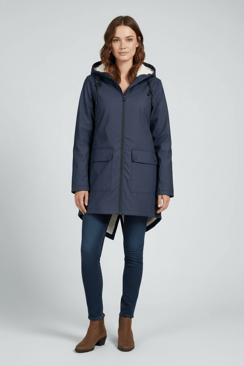Meera – Women’s Waterproof Fleece-Lined Hooded Trench Coat with Tailored Fit - Sofia Maris