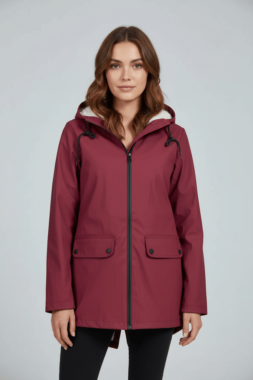 Meera – Women’s Waterproof Fleece-Lined Hooded Trench Coat with Tailored Fit - Sofia Maris