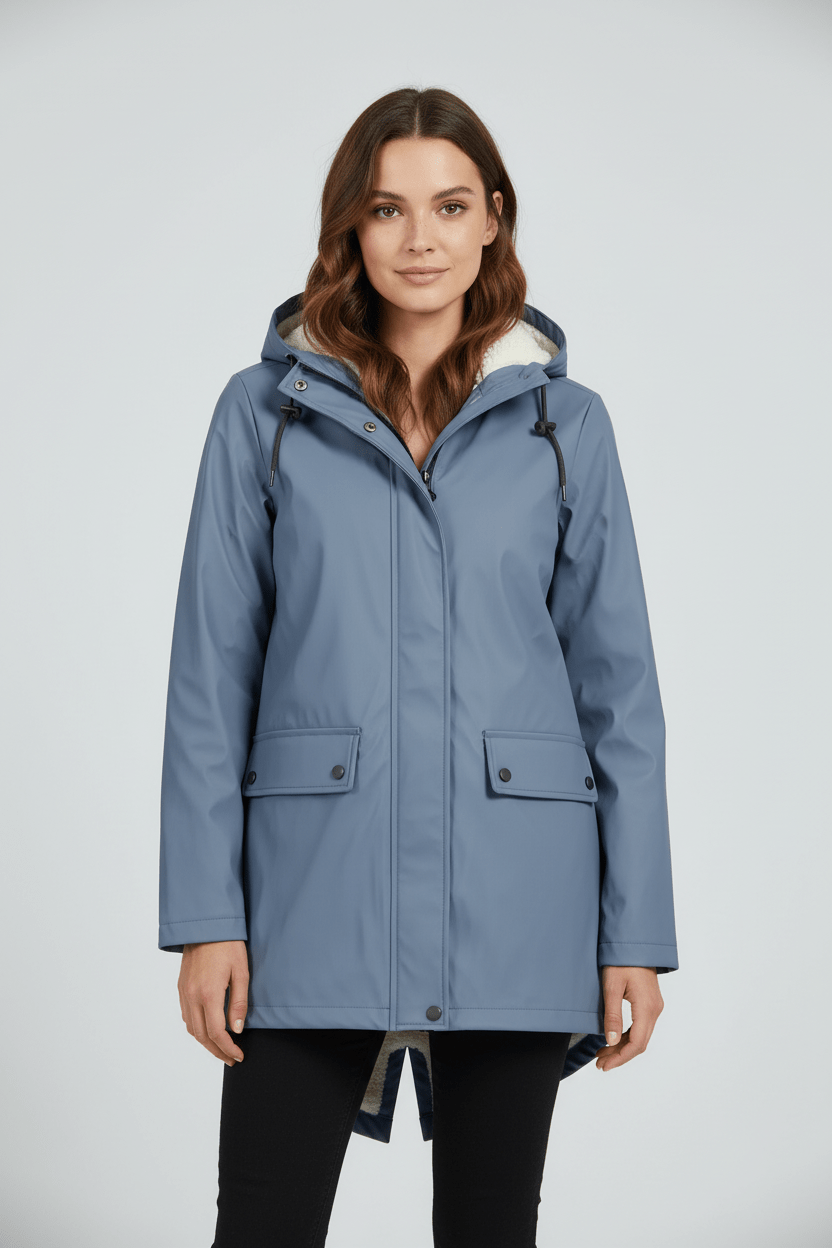 Meera – Women’s Waterproof Fleece-Lined Hooded Trench Coat with Tailored Fit - Sofia Maris