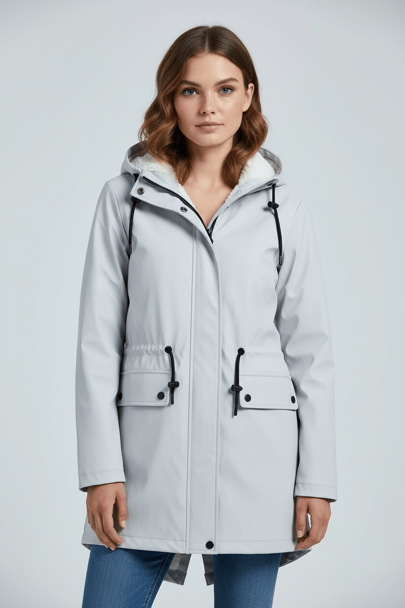 Meera – Women’s Waterproof Fleece-Lined Hooded Trench Coat with Tailored Fit - Sofia Maris