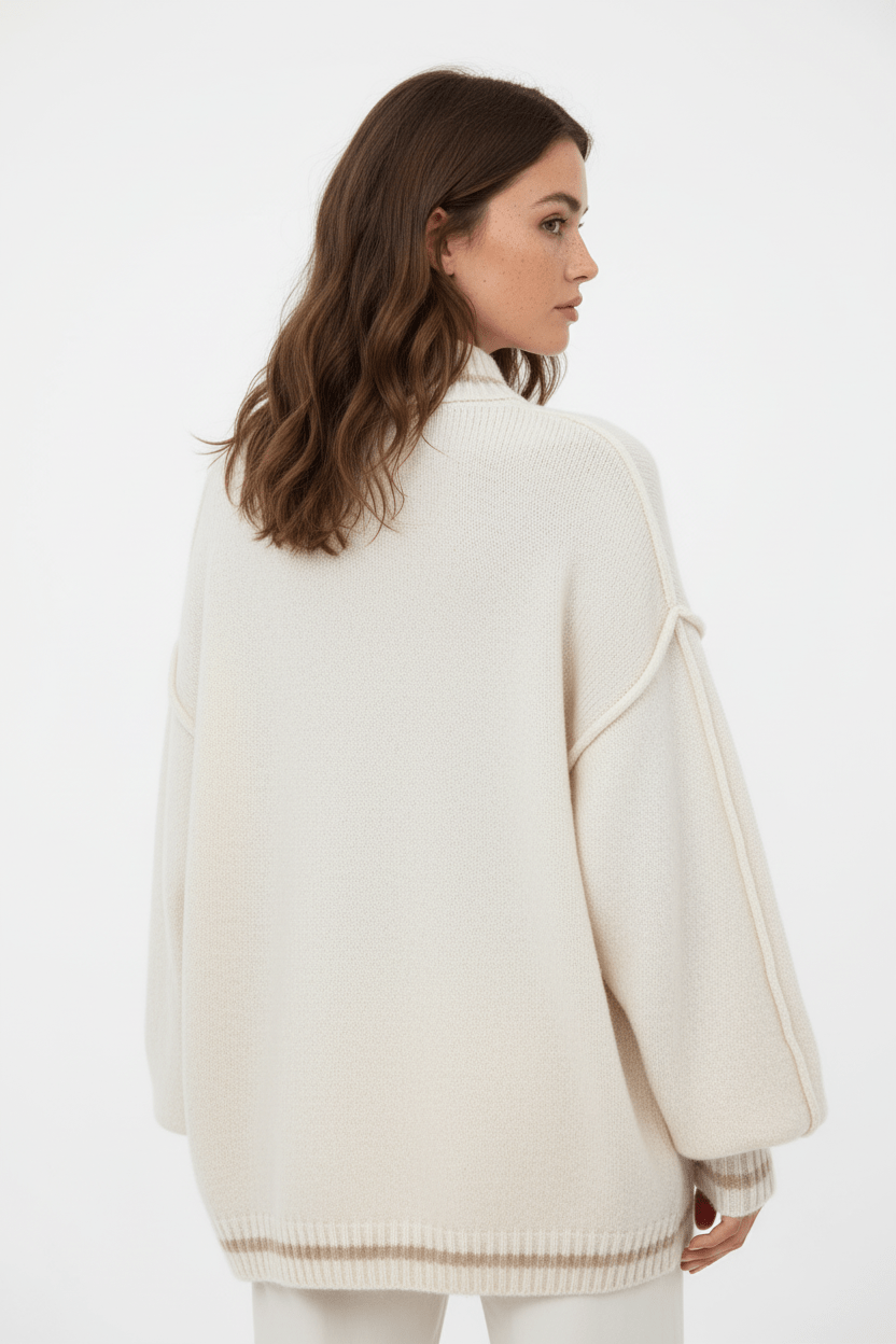 Noura – Women’s Oversized Knit Sweatshirt with Balloon Sleeves - Sofia Maris