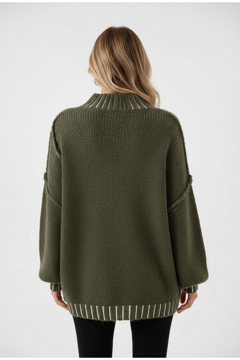 Noura – Women’s Oversized Knit Sweatshirt with Balloon Sleeves - Sofia Maris