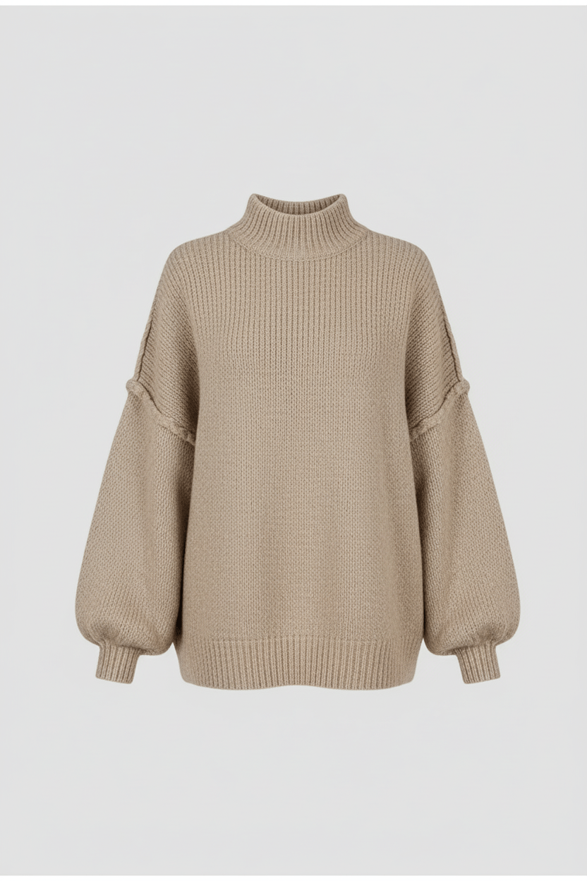 Noura – Women’s Oversized Knit Sweatshirt with Balloon Sleeves - Sofia Maris