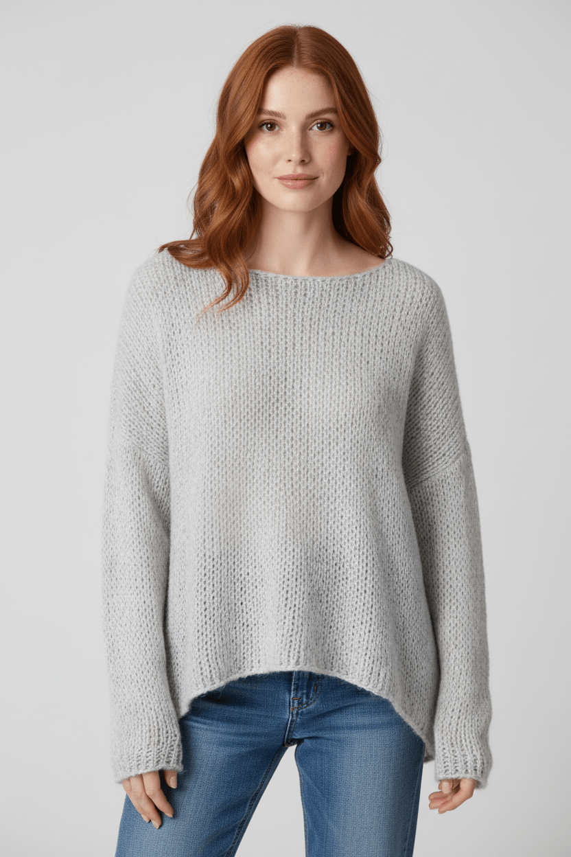 Women’s Oversized Knit Sweater with Off-Shoulder Design - Sofia Maris